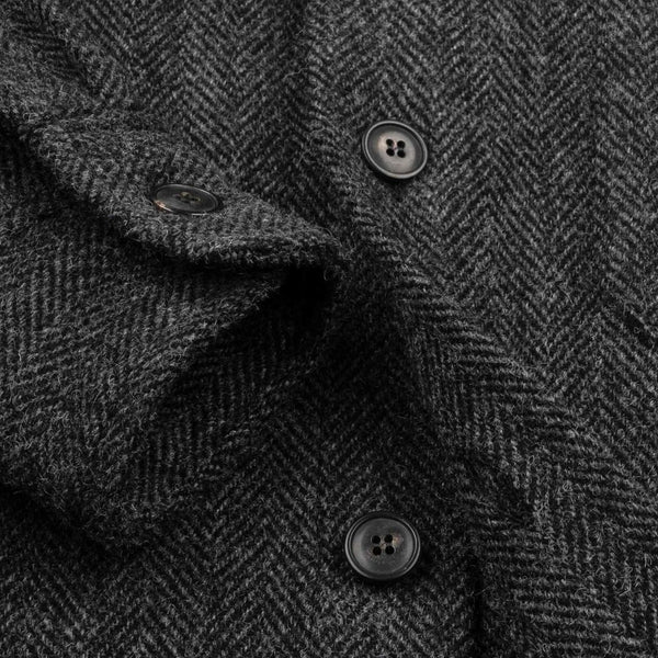 Grey Maurice Herringbone Tweed Wool Overshirt