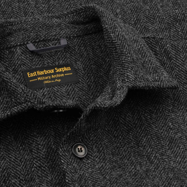 Grey Maurice Herringbone Tweed Wool Overshirt