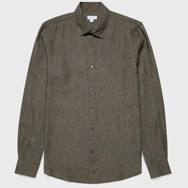 Dusk Green Linen LS Shirt