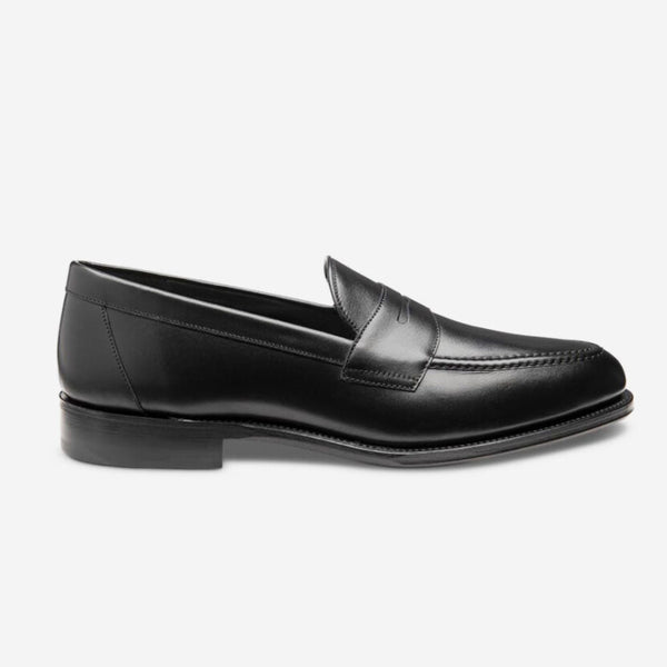 Carbon Black Hornbeam Calf Leather Penny Loafers