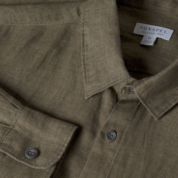 Dusk Green Linen LS Shirt