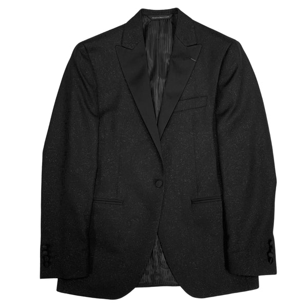 Black Jacquard Lamé Wool Tuxedo Dinner Jacket
