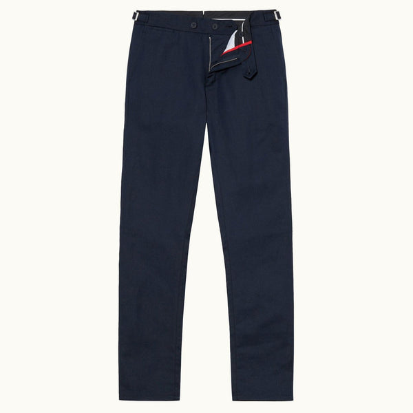Navy Griffon Tailored Fit Linen Trousers