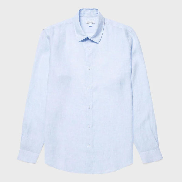 Light Blue Melange Linen Shirt