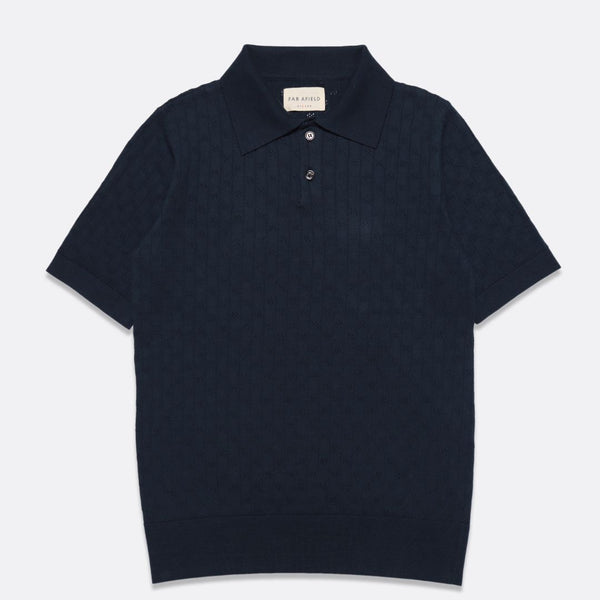 Navy Iris Jacobs Perforated Lace S/S Polo