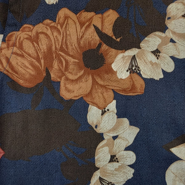 Navy and Umber Floral Cotton S/S Shirt