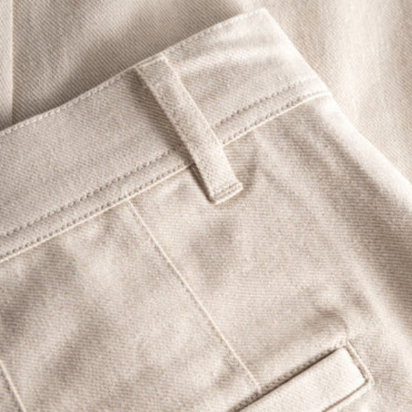 Ivory Como Regular Slub Cotton Linen Twill Trouser