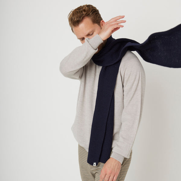 Navy Porter Ribbed Scarf