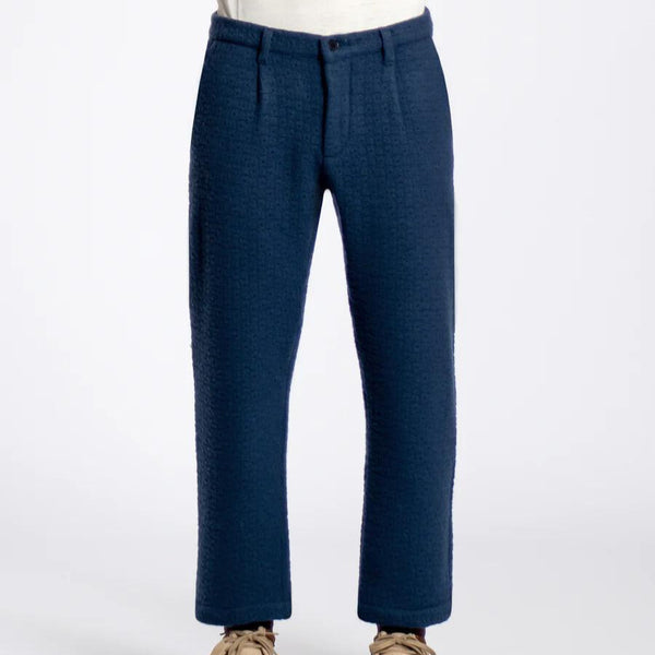 Insignia Blue Textured Jacquard Ryder Wool Trouser