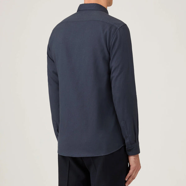 Navy Brushed Cotton Flannel Shirt