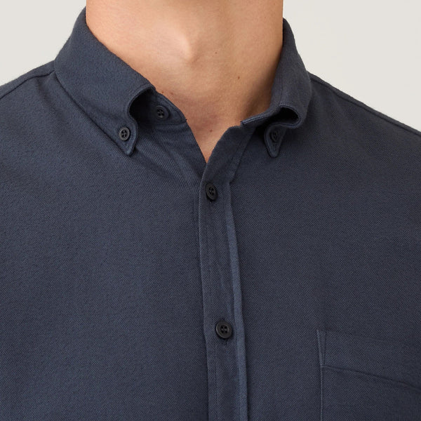 Navy Brushed Cotton Flannel Shirt