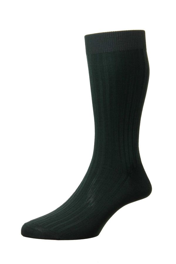 Dark Green Danvers Mercerised Cotton Socks