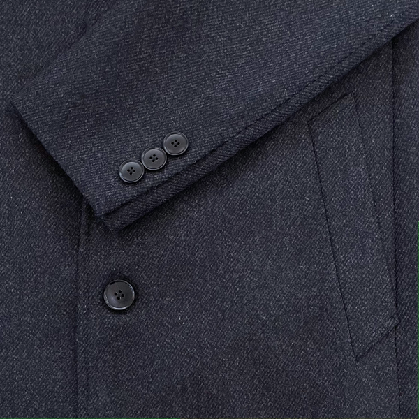 Wool Cashmere Charcoal Twill Overcoat