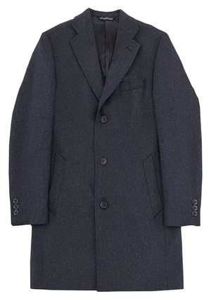 Wool Cashmere Charcoal Twill Overcoat