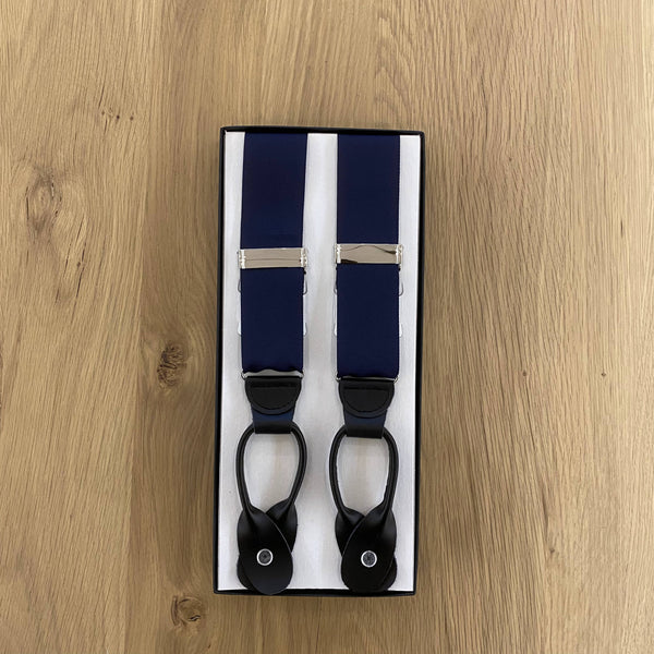 Navy Silk Grosgrain Suspenders