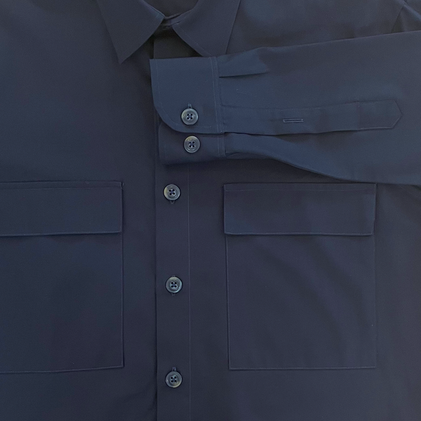 Navy Cotton Twill Work Shirt
