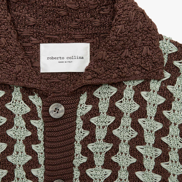 Moro Bicolour Geometric Jacquard Cotton Knit Shirt