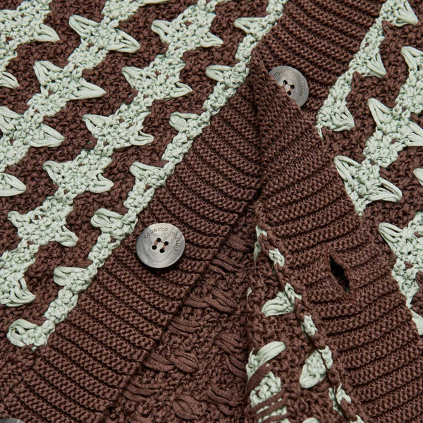 Moro Bicolour Geometric Jacquard Cotton Knit Shirt