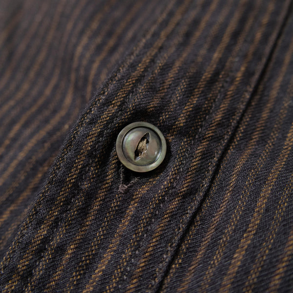 F3511 Black Band Collar Striped Shirt