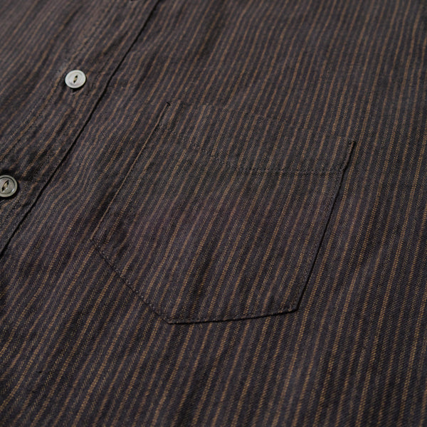 F3511 Black Band Collar Striped Shirt