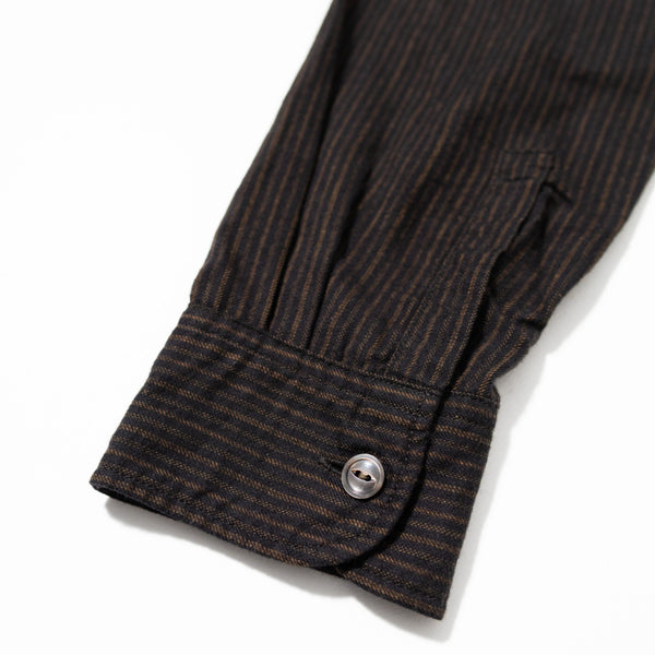F3511 Black Band Collar Striped Shirt