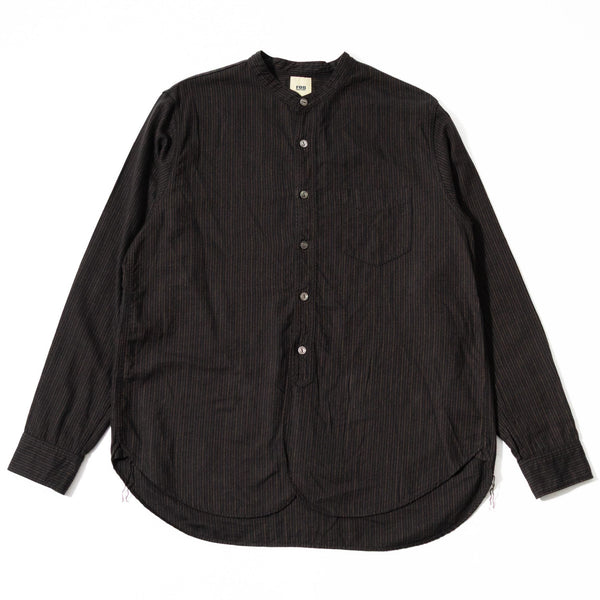 F3511 Black Band Collar Striped Shirt