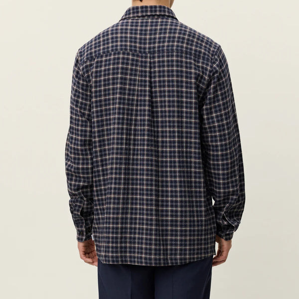 Dark Navy John Check Cotton Shirt
