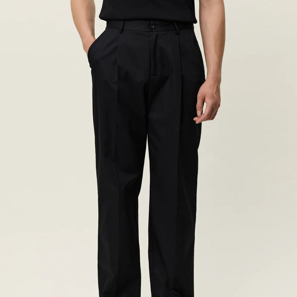 Black Reece Pleated Heavy Twill Pants