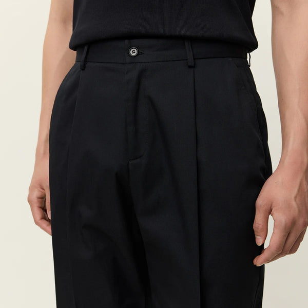 Black Reece Pleated Heavy Twill Pants