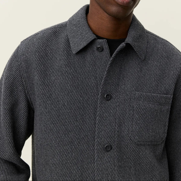 Charcoal Melange Hamilton Twill Wool Overshirt