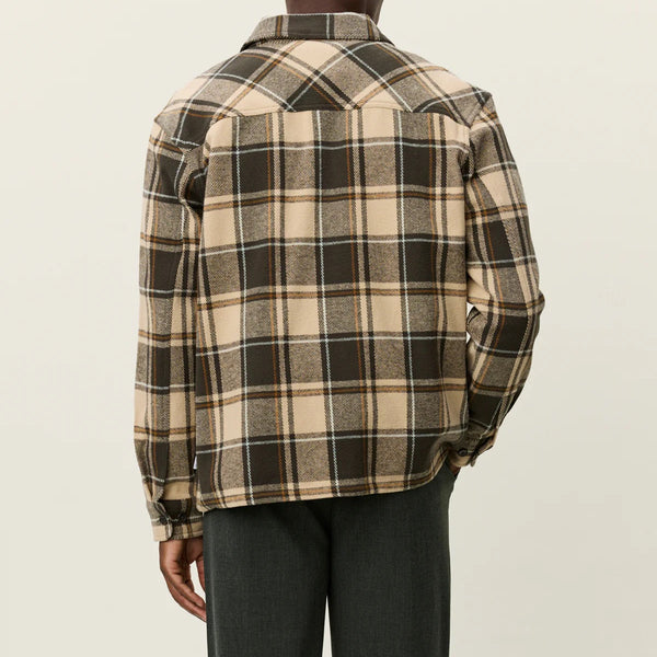 Irish Cream Loan Check Cotton Twill Overshirt