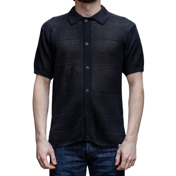 Deep Black KNITSHIRT01X Cotton Crochet Shirt