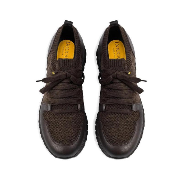Marrone Zacinto Deer Leather and Merino Technical Sneakers