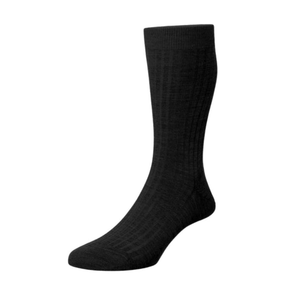 Black Finchley Hybrid City Cotton & Wool Blend Socks