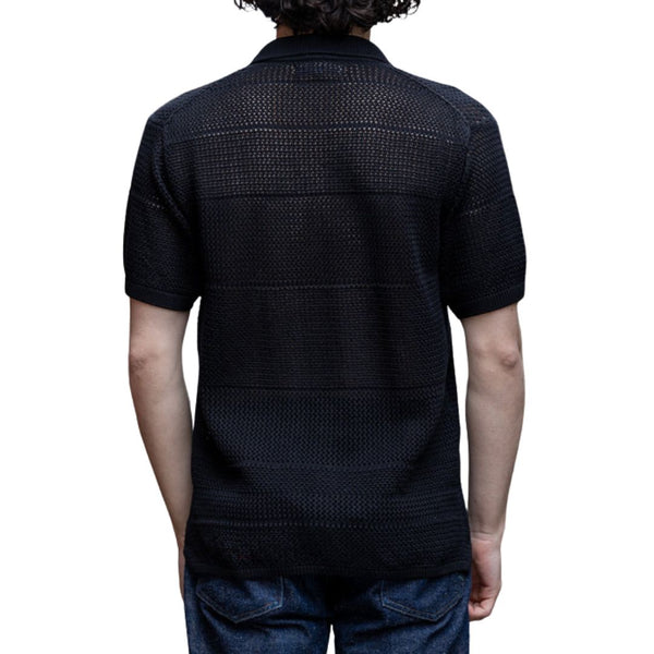 Deep Black KNITSHIRT01X Cotton Crochet Shirt