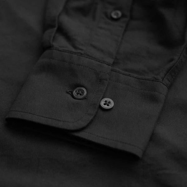 Black Standard Oxford Garment Dyed Cotton Shirt