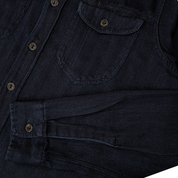 Dark Blue Post Man Herringbone Shirt