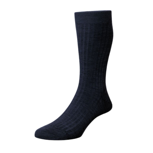 Navy Finchley Hybrid City Cotton & Wool Blend Socks
