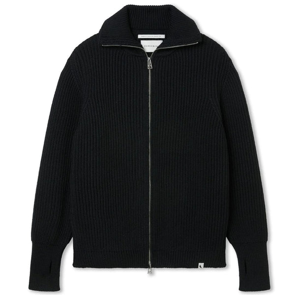 Black Fisherman Wool Cardigan
