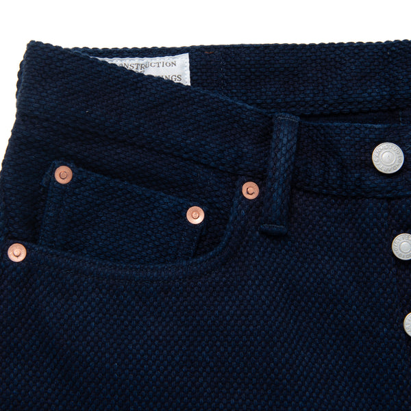 Indigo Kase Dyed SD-1907S Sashiko 5 Pocket Trousers