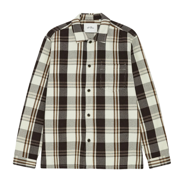Dark Sand Cotton Structured Check Overshirt