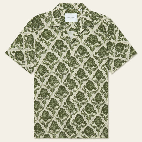 Vintage Green Lesley Flower Tile AOP SS Shirt