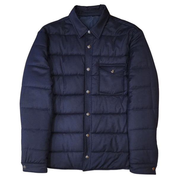 Navy Roni Wool Silk Quilted Shirt Jacket