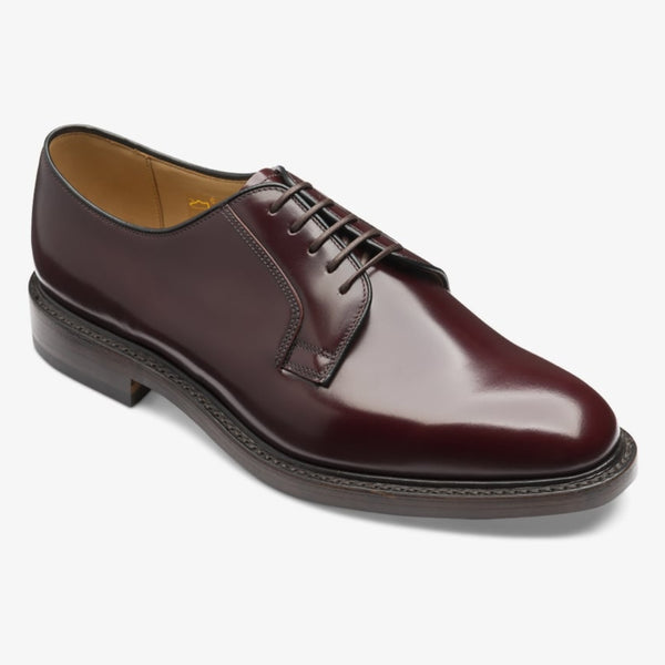 Burgundy 771 Polished Leather Plain Tie Derby Shoes