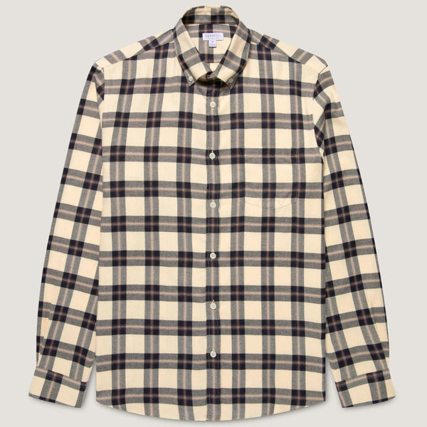Truffle Check Brushed Cotton Flannel Check Shirt