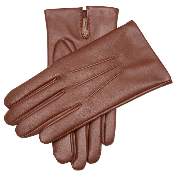 English Tan Touchscreen Three Point Cashmere Lined Leather Glove