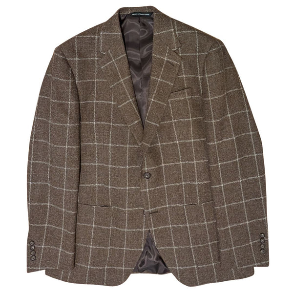 Taupe Windowpane Wool Sport Jacket