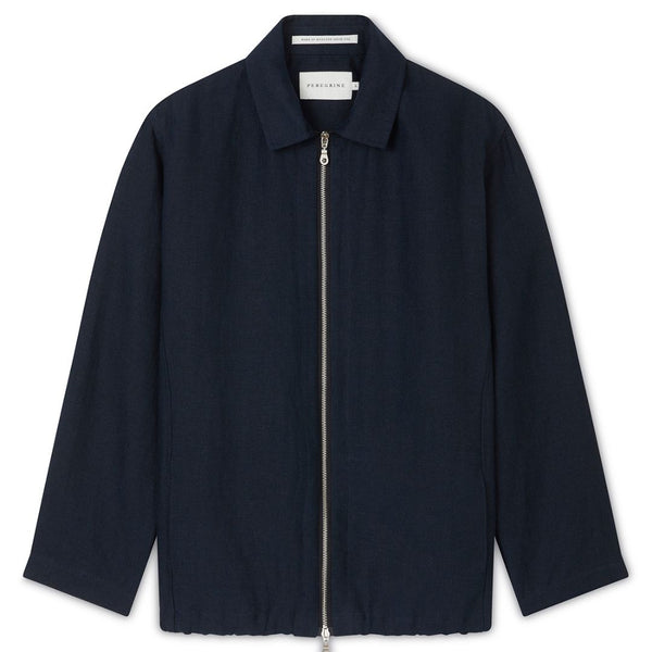 Navy Heybrook Linen Bomber Jacket