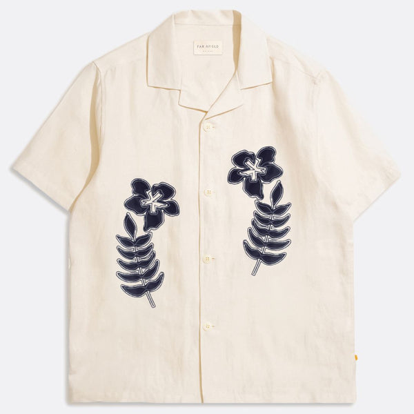 White Floral Flock Stachio Shirt