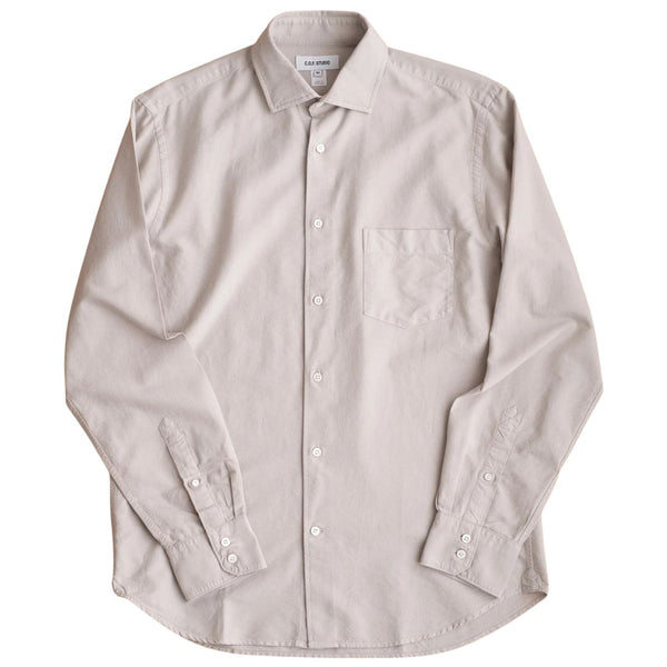 Taupe Standard Oxford Garment Dyed Cotton Shirt